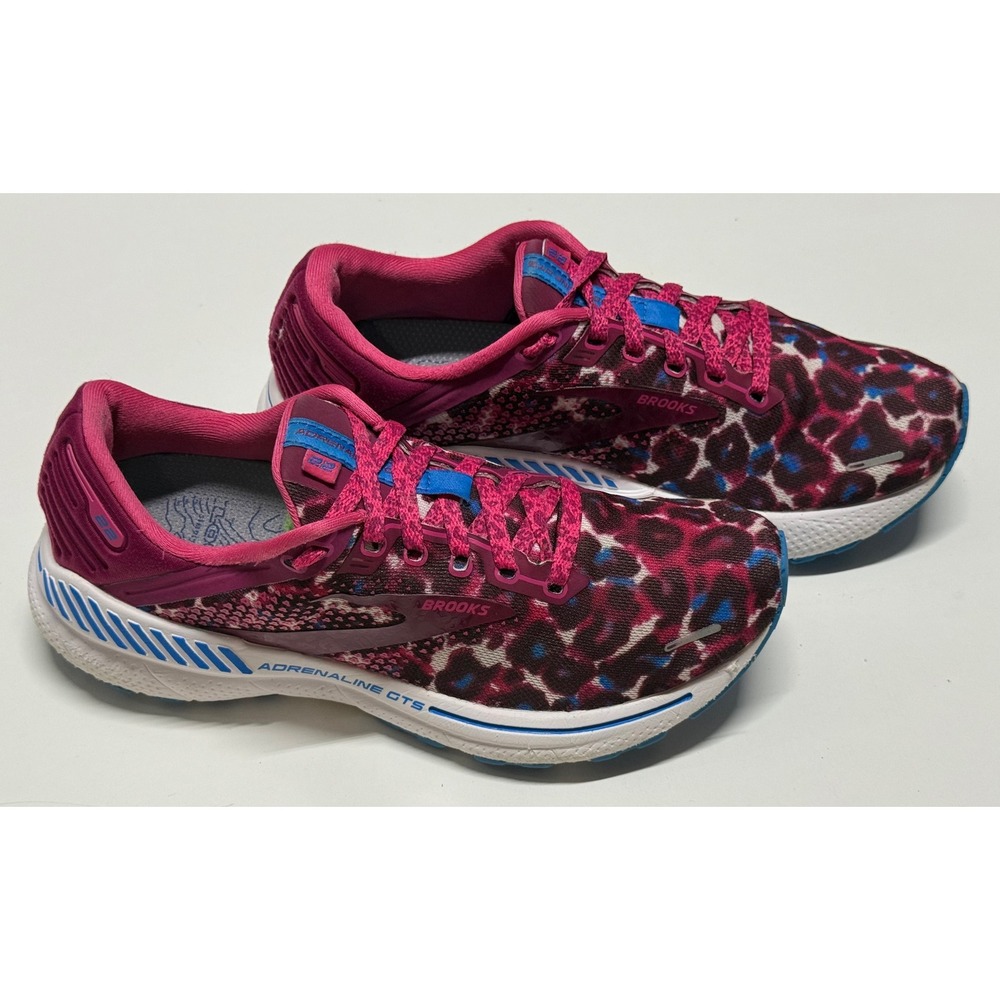 Brooks Adrenaline GTS 22 Womens 9 Running Shoes Pink Purple Leopard 1203531B568